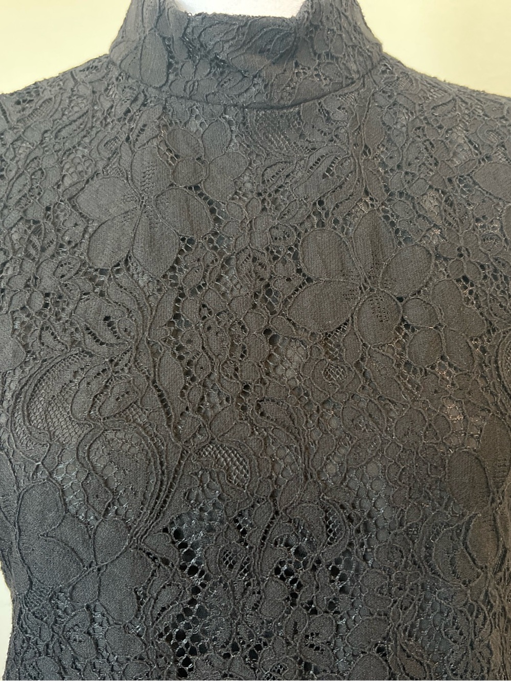Joe Fresh Black Floral Lace Mockneck Blouse with Lining Size XS - Picture 2 of 10